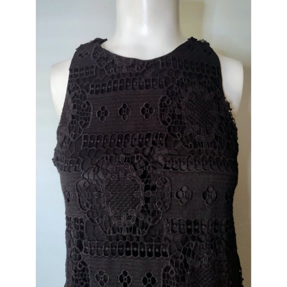 Francesca's Miami Crotchet Lace Overlay Dress Size S Black Sleeveless Boho - Picture 2 of 11